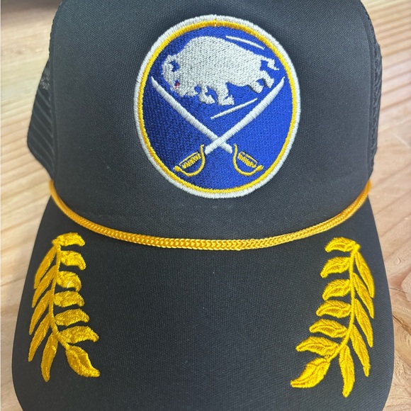 Black and Yellow Baseball Cap with Curved Brim and Decorative Elements - Picture 1 of 7